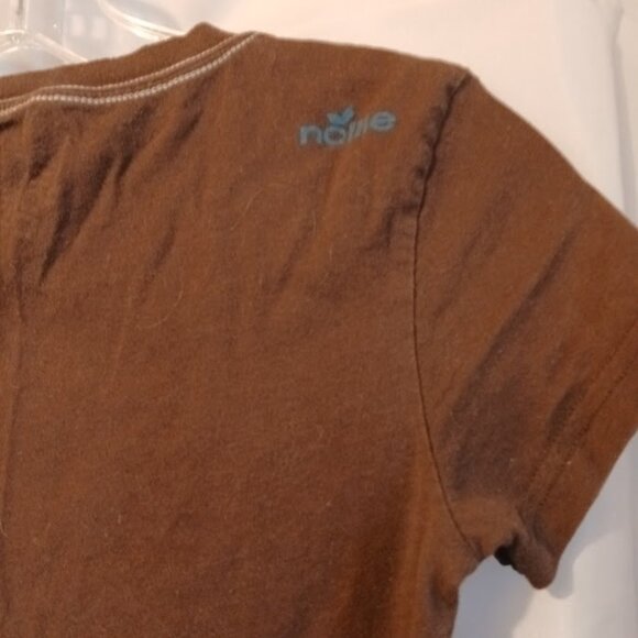 NOLLIE Skater T-shirt Jr. Small Brown short sleeve Blue Embroidered SLIM FIT Sur - Picture 6 of 7